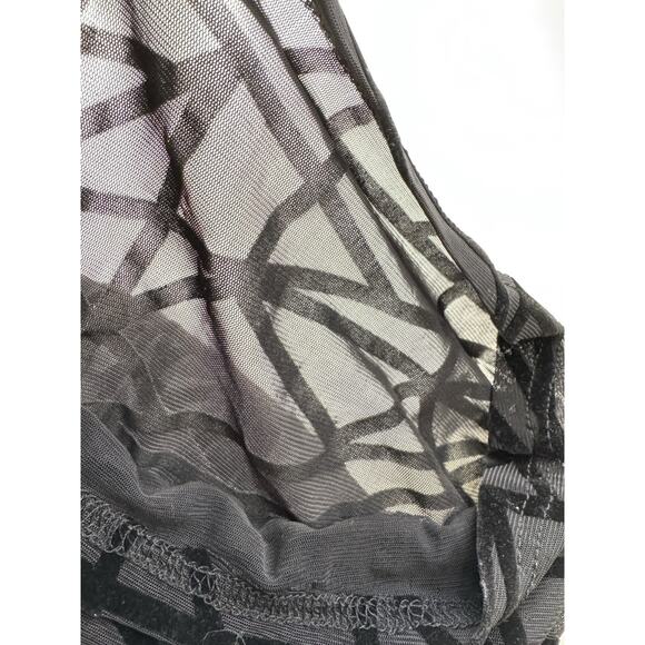 Women’s Sheer Velvet Burnout Bodycon Dress Size Small Black Y2K 90s EDM Rave - Picture 12 of 14